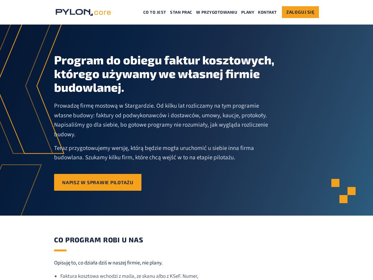 Landing-page snapshot of pyloncore.pro