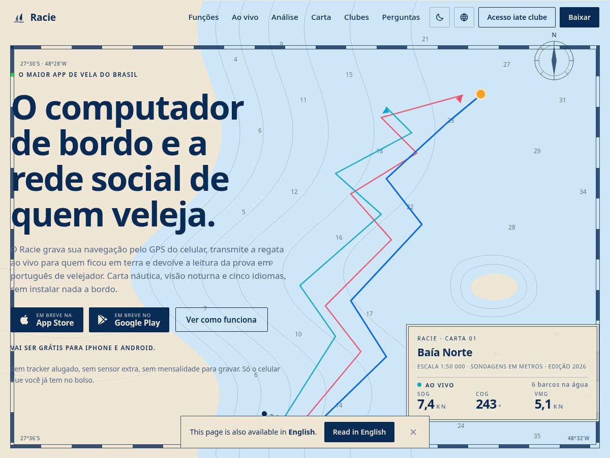 Landing-page snapshot of racie.app
