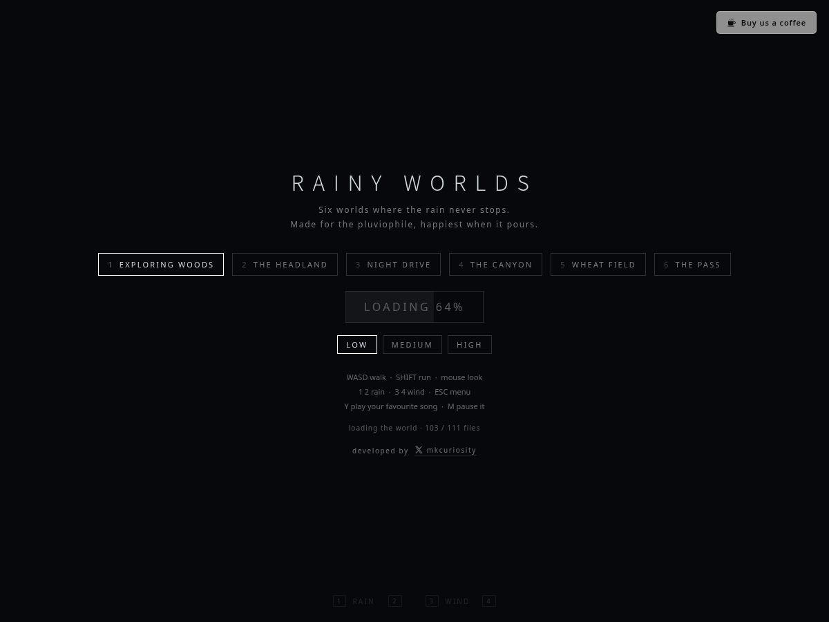 Landing-page snapshot of rainyworlds.com