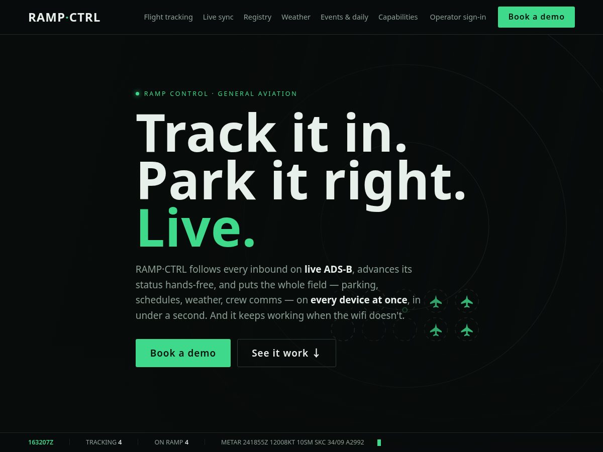 Landing-page snapshot of rampctrl.com