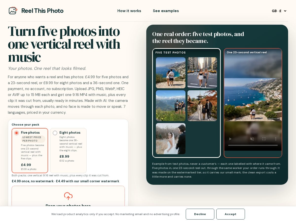 Landing-page snapshot of reelthisphoto.com