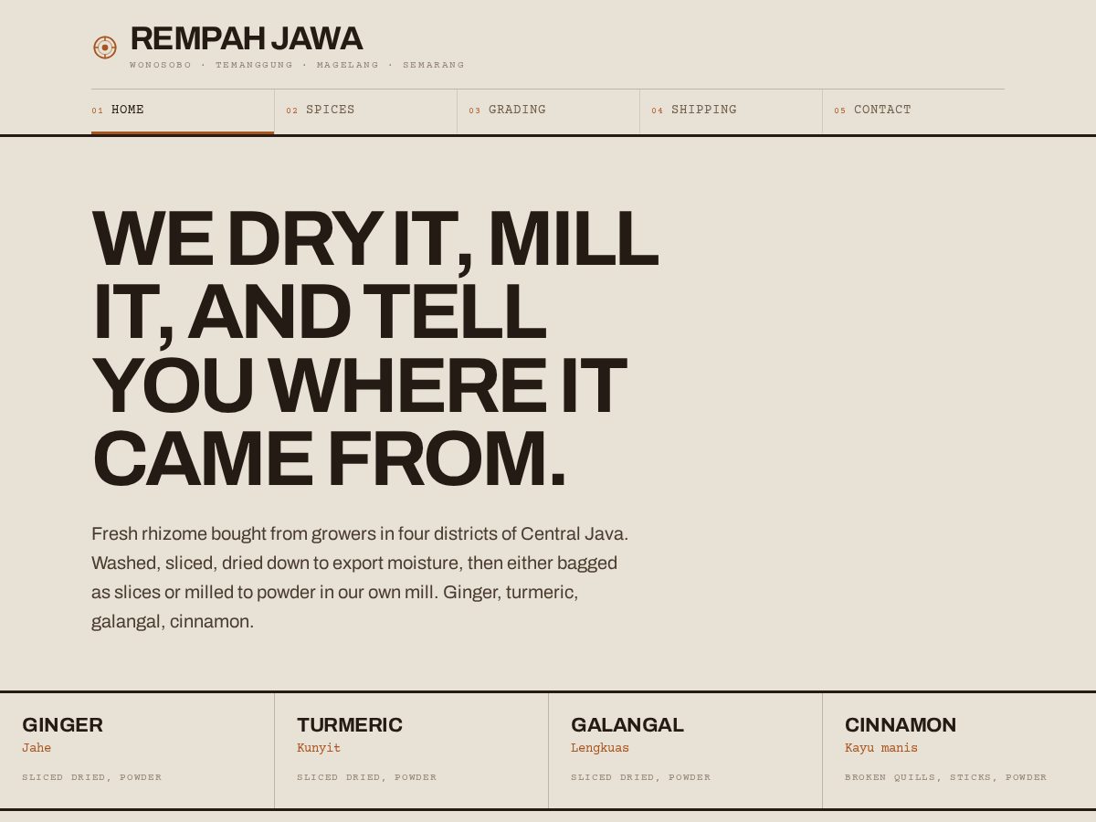 Landing-page snapshot of rempahjawa.online
