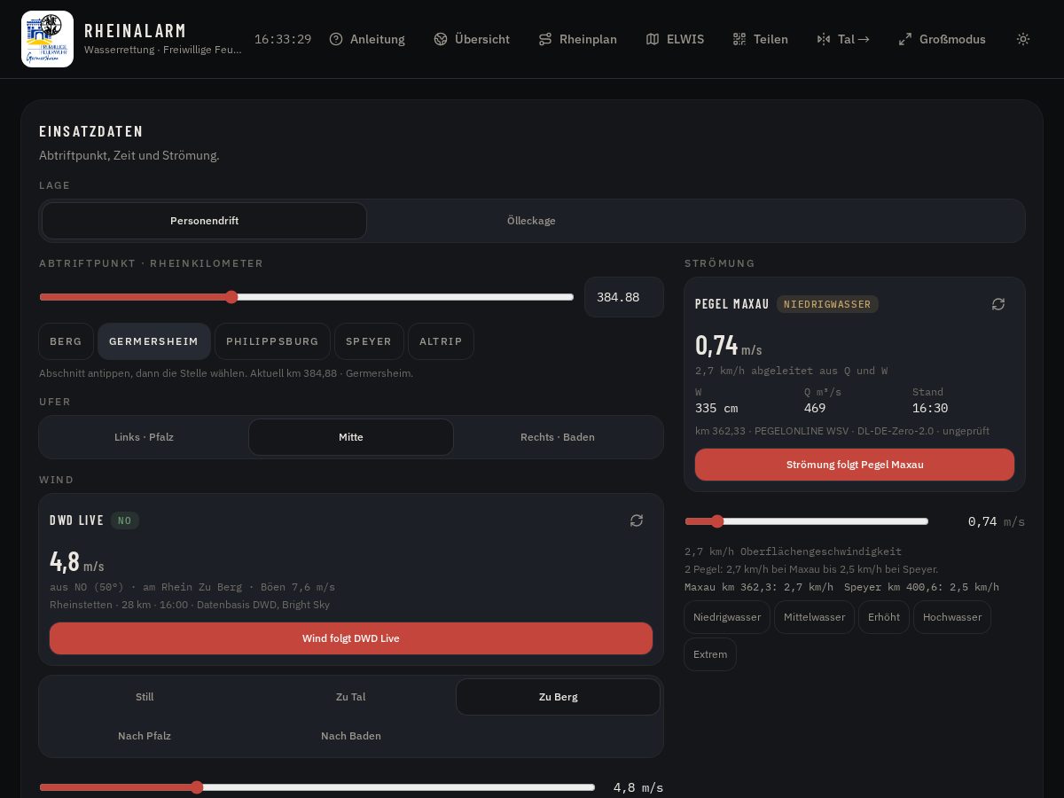 Landing-page snapshot of rheinalarm.online