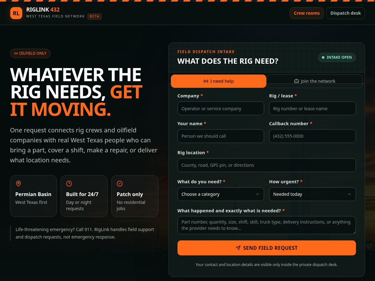 Landing-page snapshot of riglink432.com