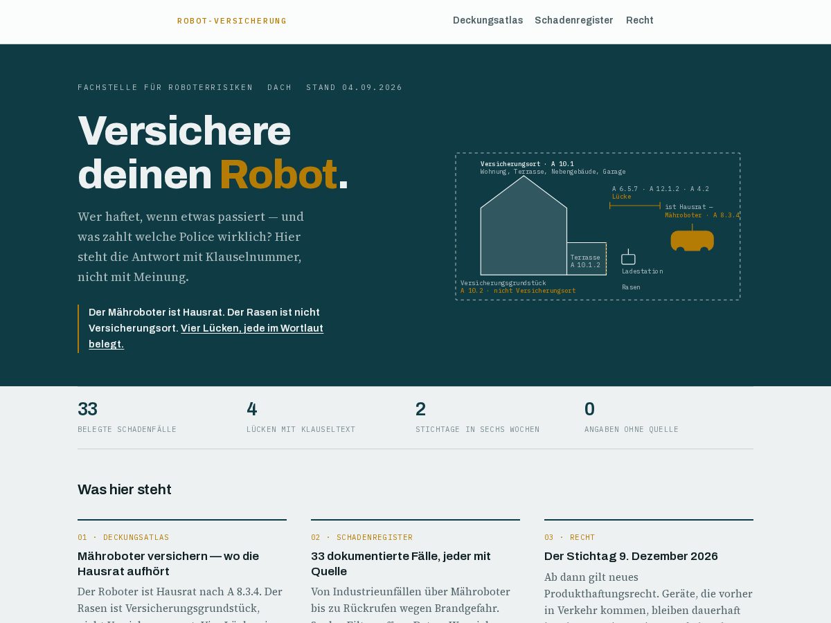 Landing-page snapshot of robotversicherung.com