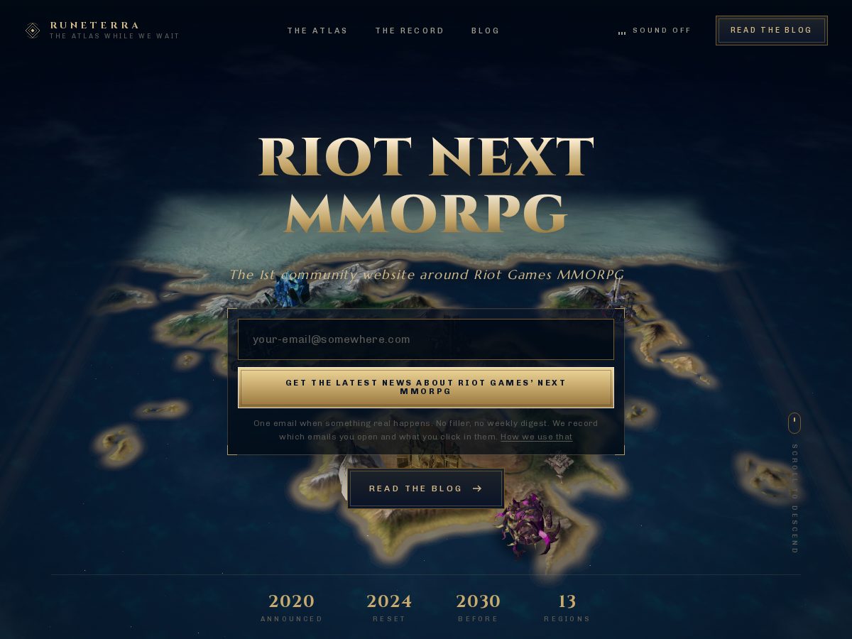 Landing-page snapshot of runeterra.org