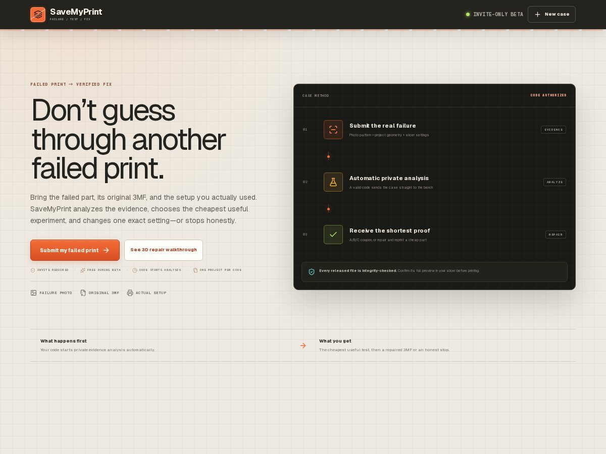 Landing-page snapshot of savemyprint.com