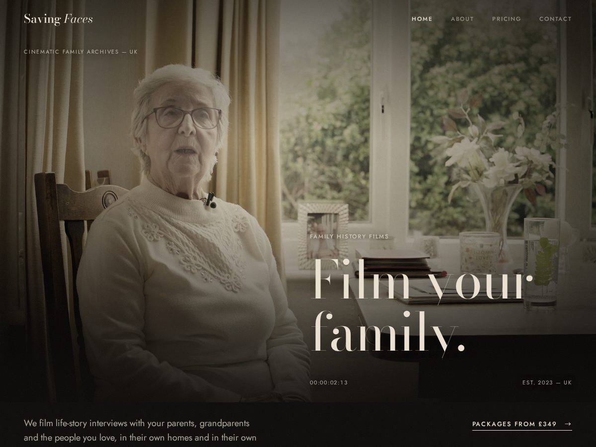 Landing-page snapshot of savingfaces.family