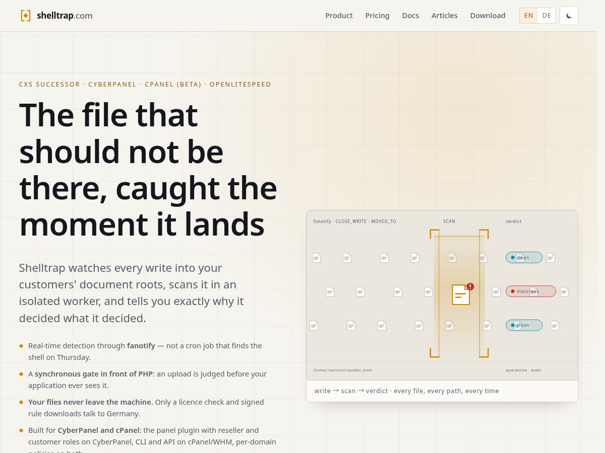 Landing-page snapshot of shelltrap.com