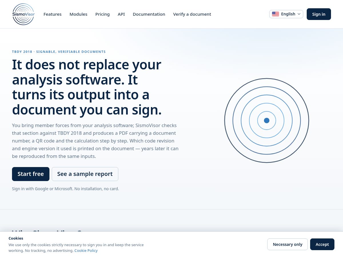 Landing-page snapshot of sismovisor.com