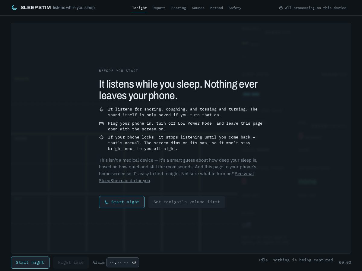 Landing-page snapshot of sleepstim.com