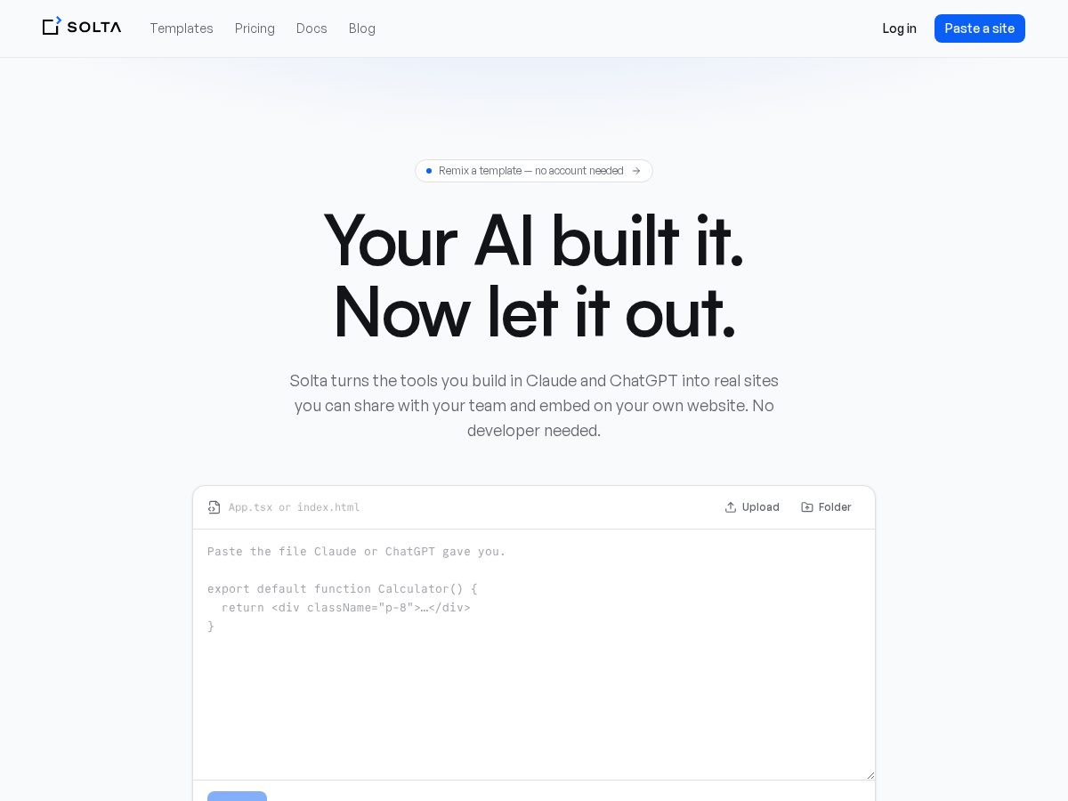 Landing-page snapshot of solta.now