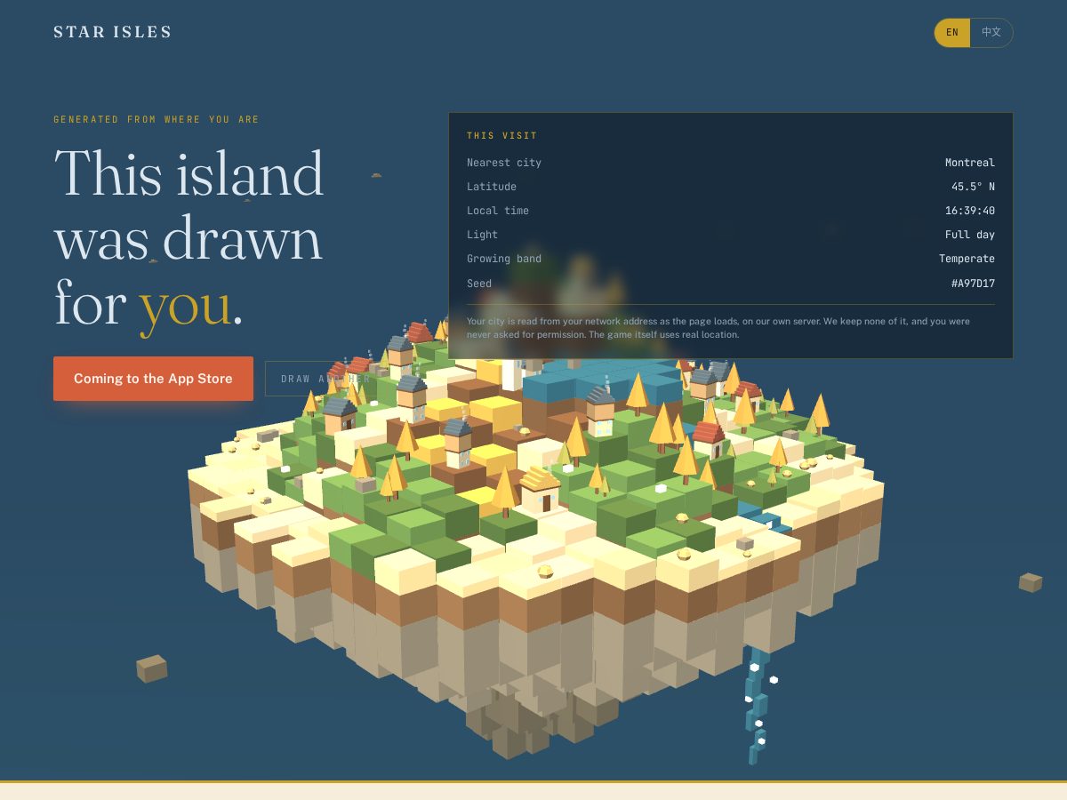Landing-page snapshot of starisles.app