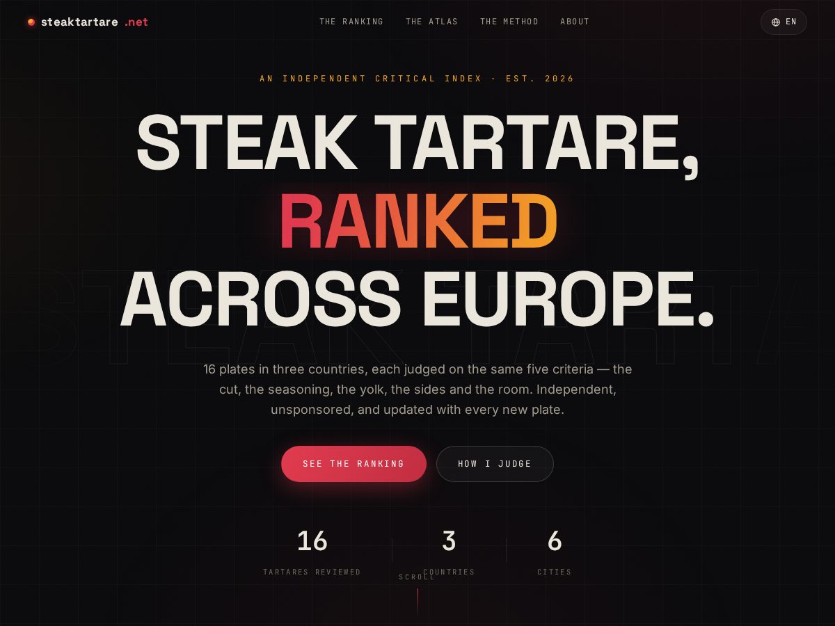 Landing-page snapshot of steaktartare.net