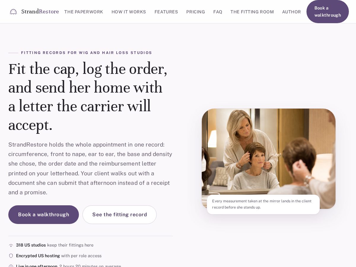 Landing-page snapshot of strandrestore.com