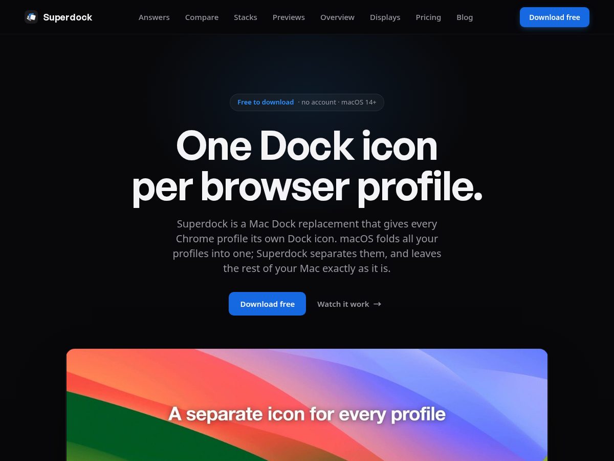 Landing-page snapshot of superdock.app
