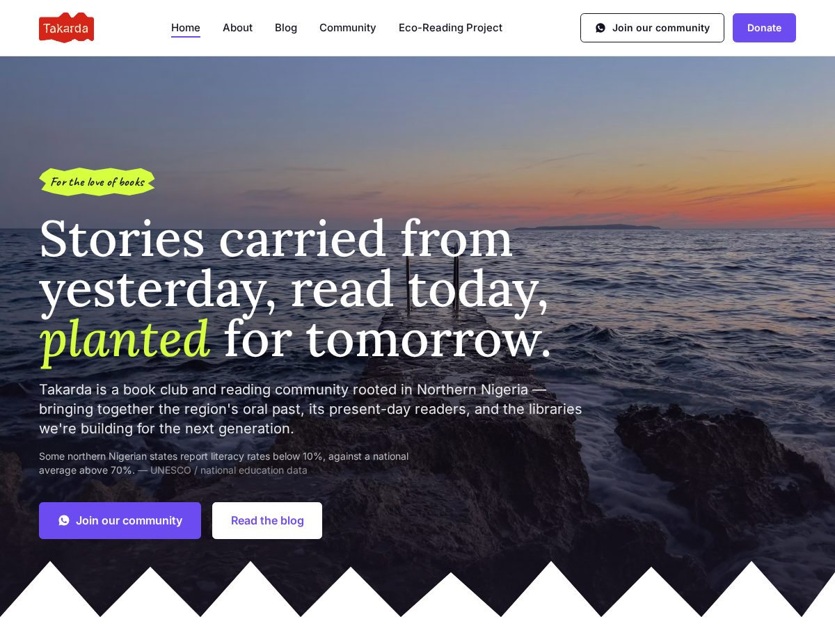 Landing-page snapshot of takarda.xyz