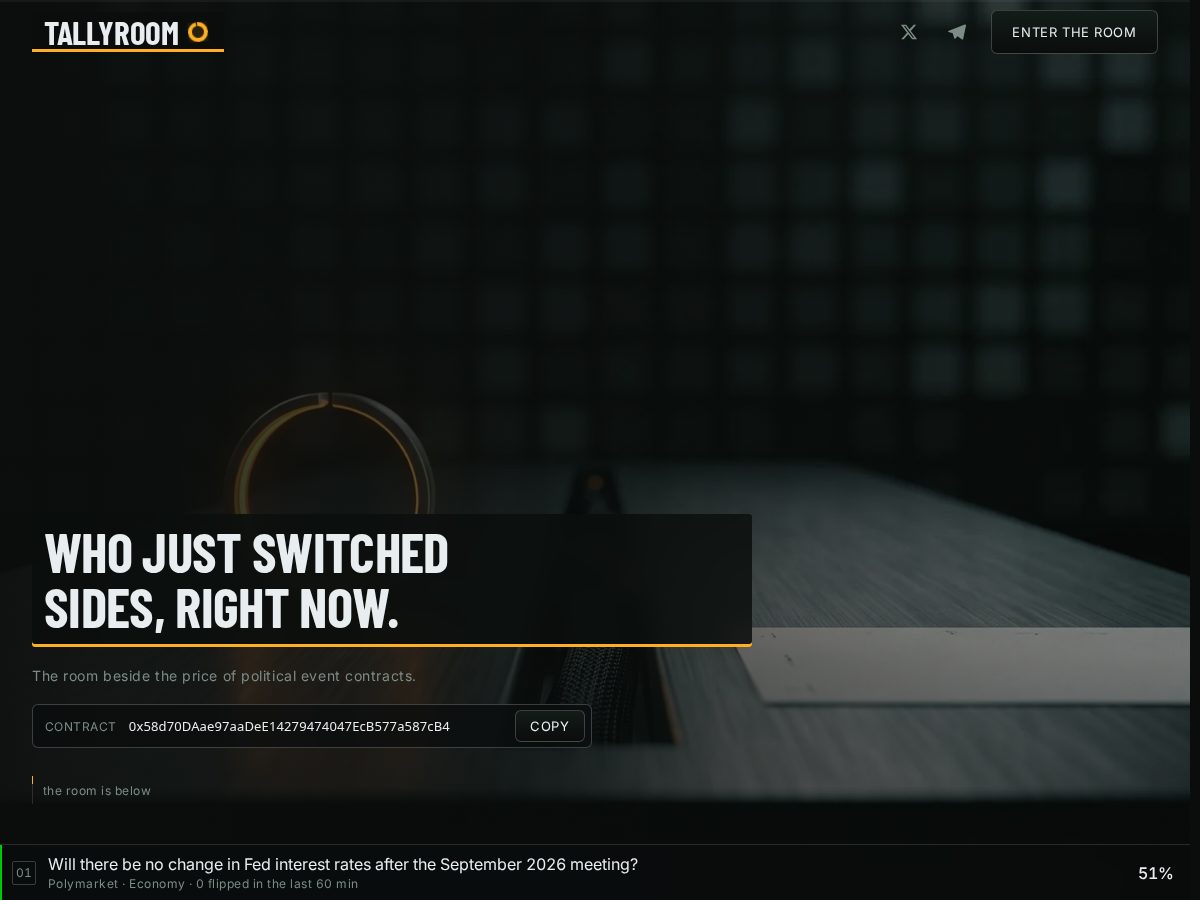 Landing-page snapshot of tallyroom.online