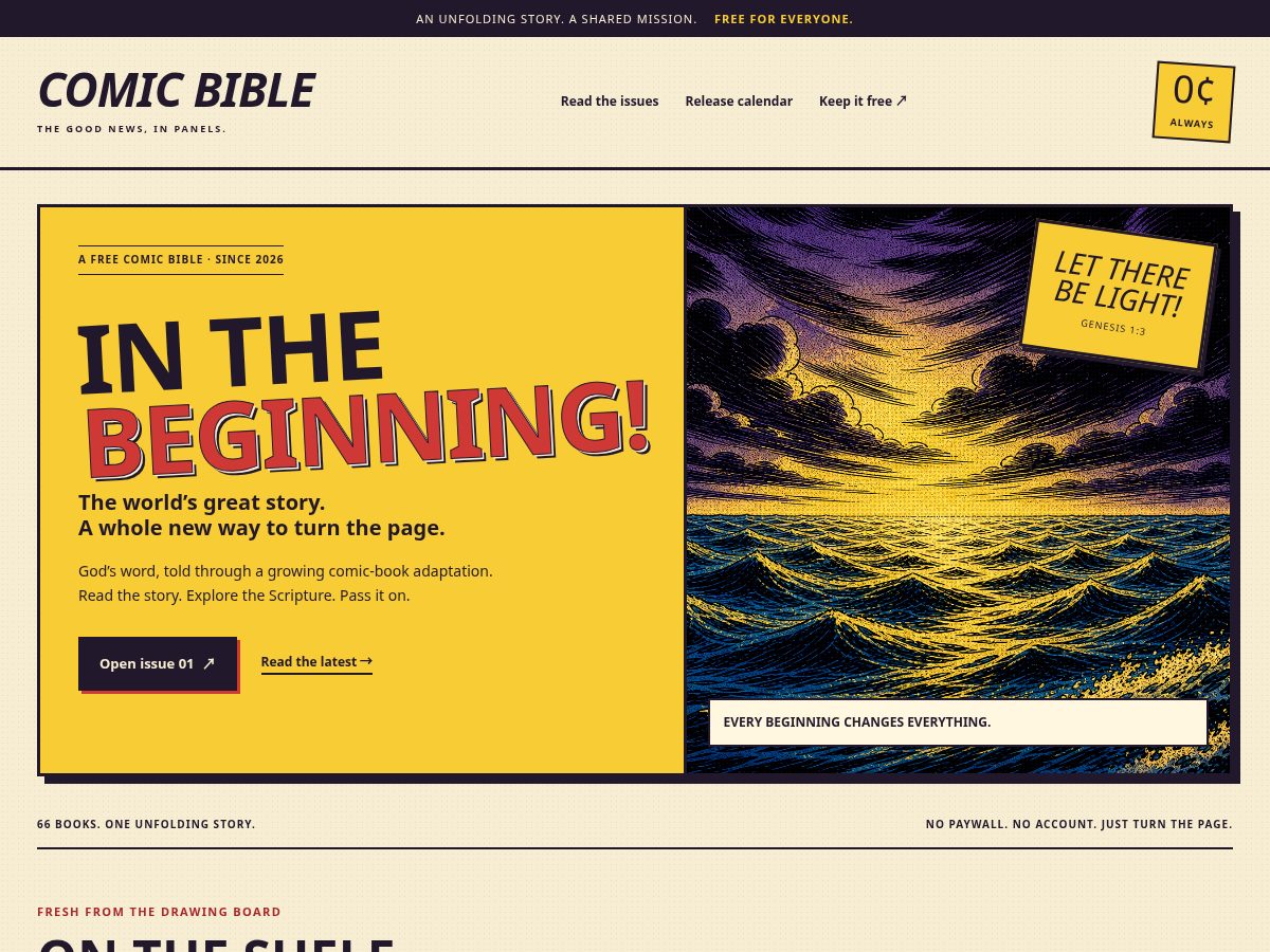 Landing-page snapshot of thecomic.bible