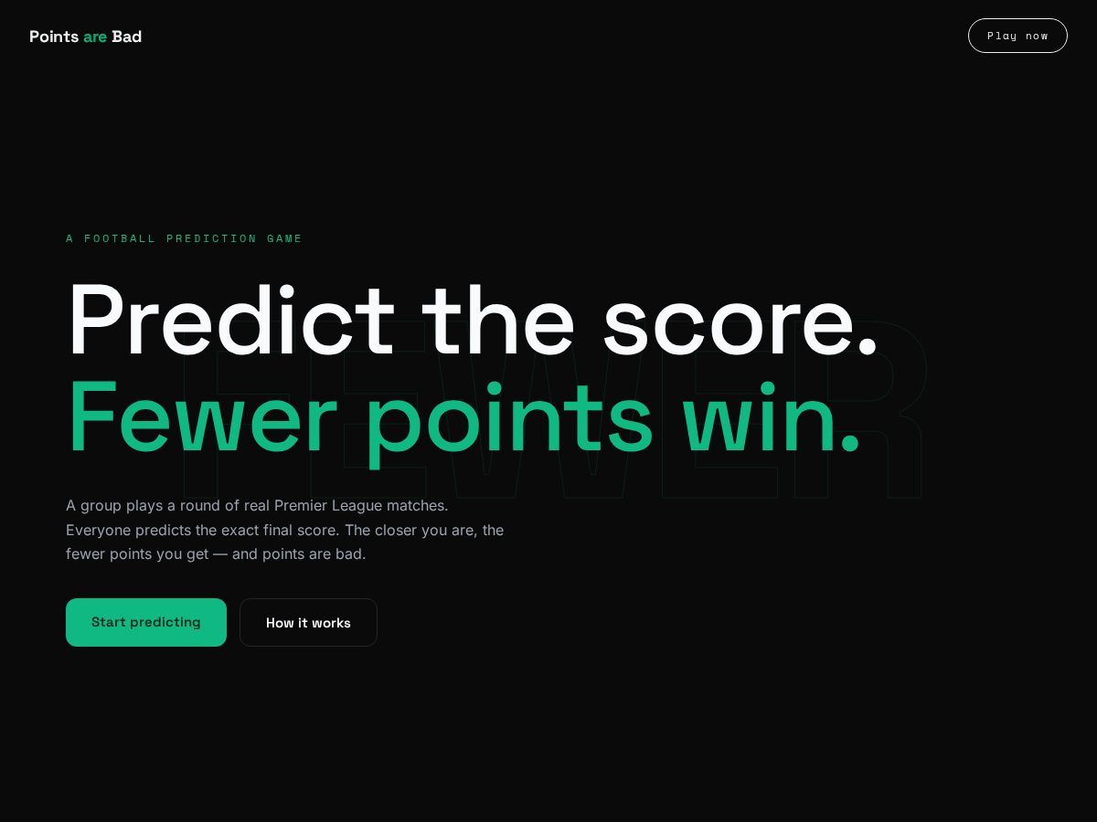 Landing-page snapshot of thepointsarebad.com