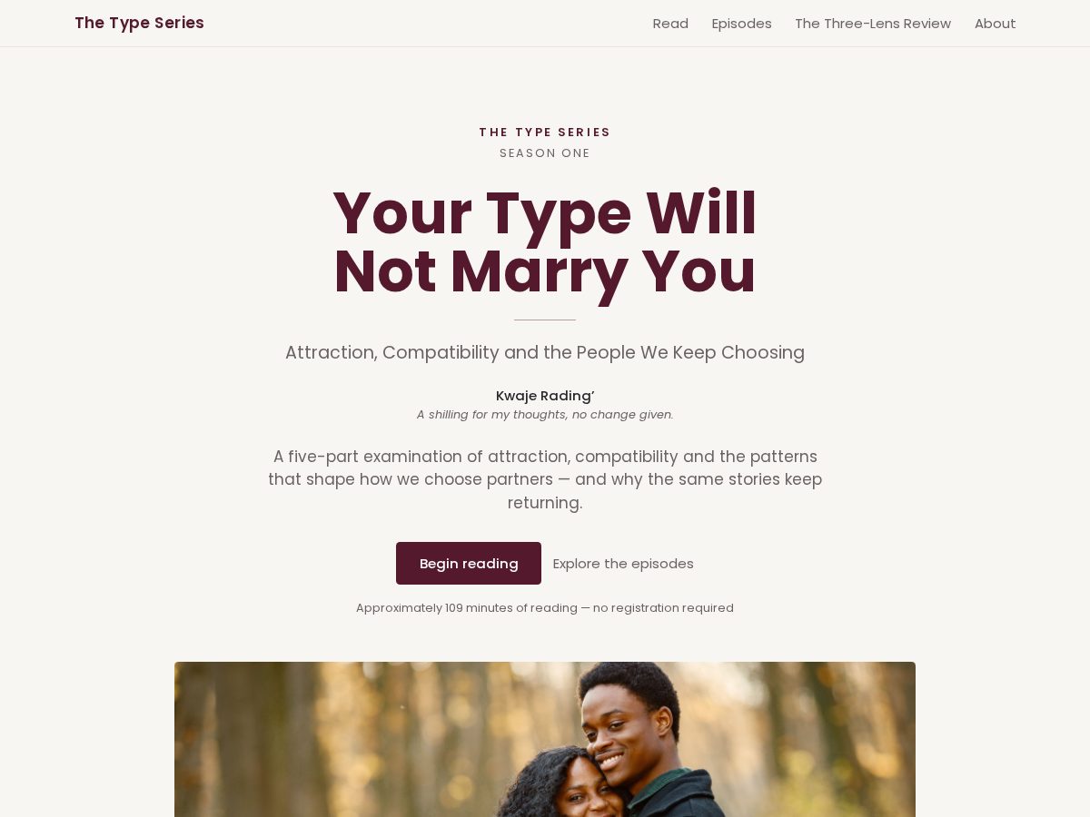 Landing-page snapshot of thetypeseries.com