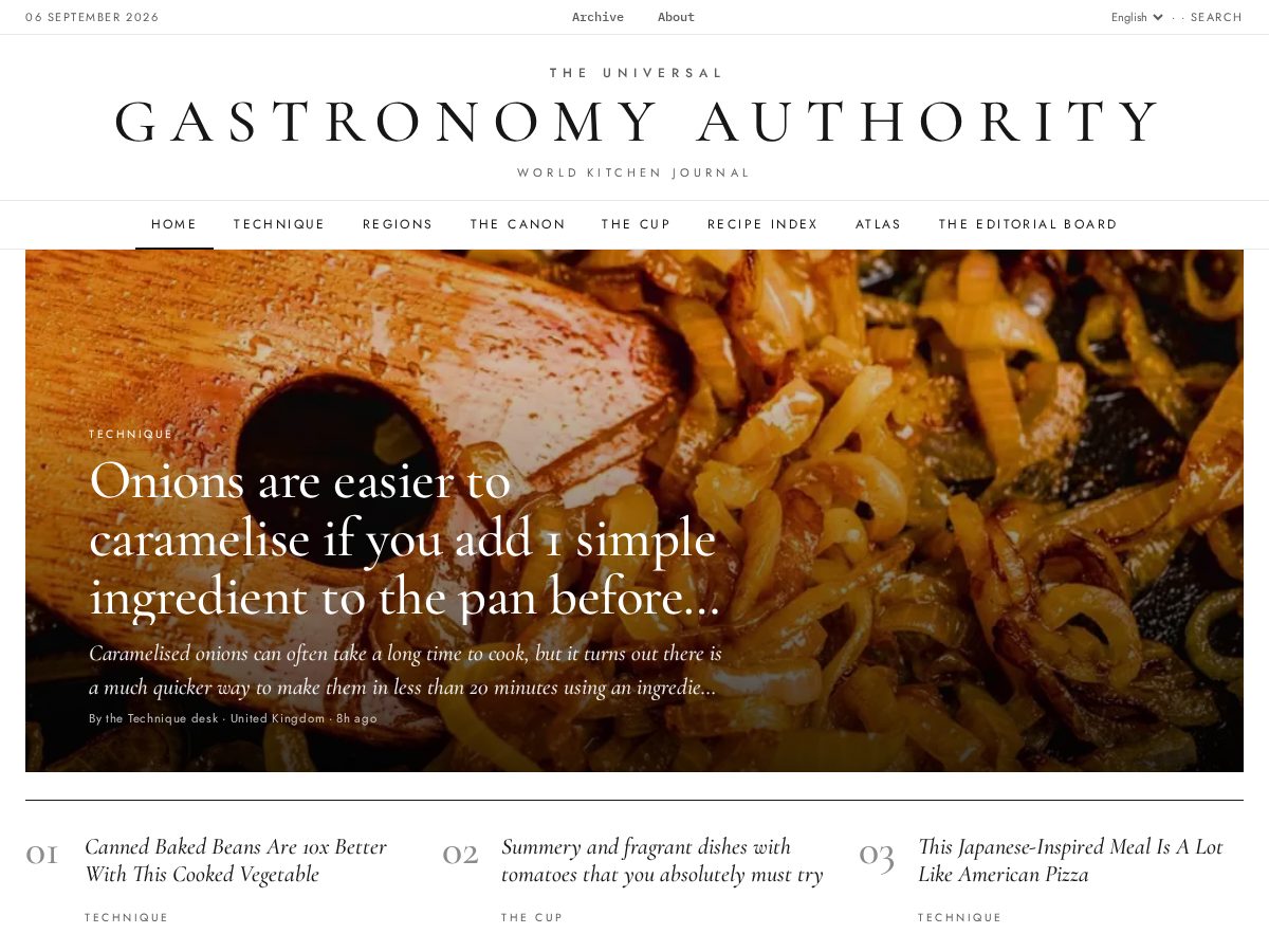 Landing-page snapshot of theuniversalgastronomyauthority.com