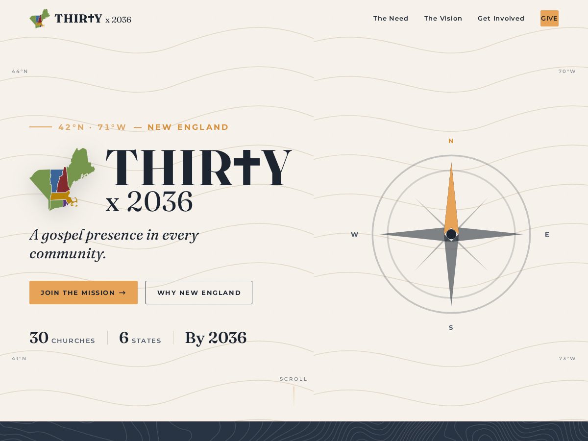 Landing-page snapshot of thirtyx2036.org
