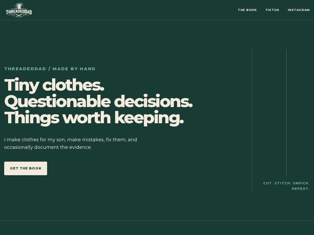 Landing-page snapshot of threaded.dad