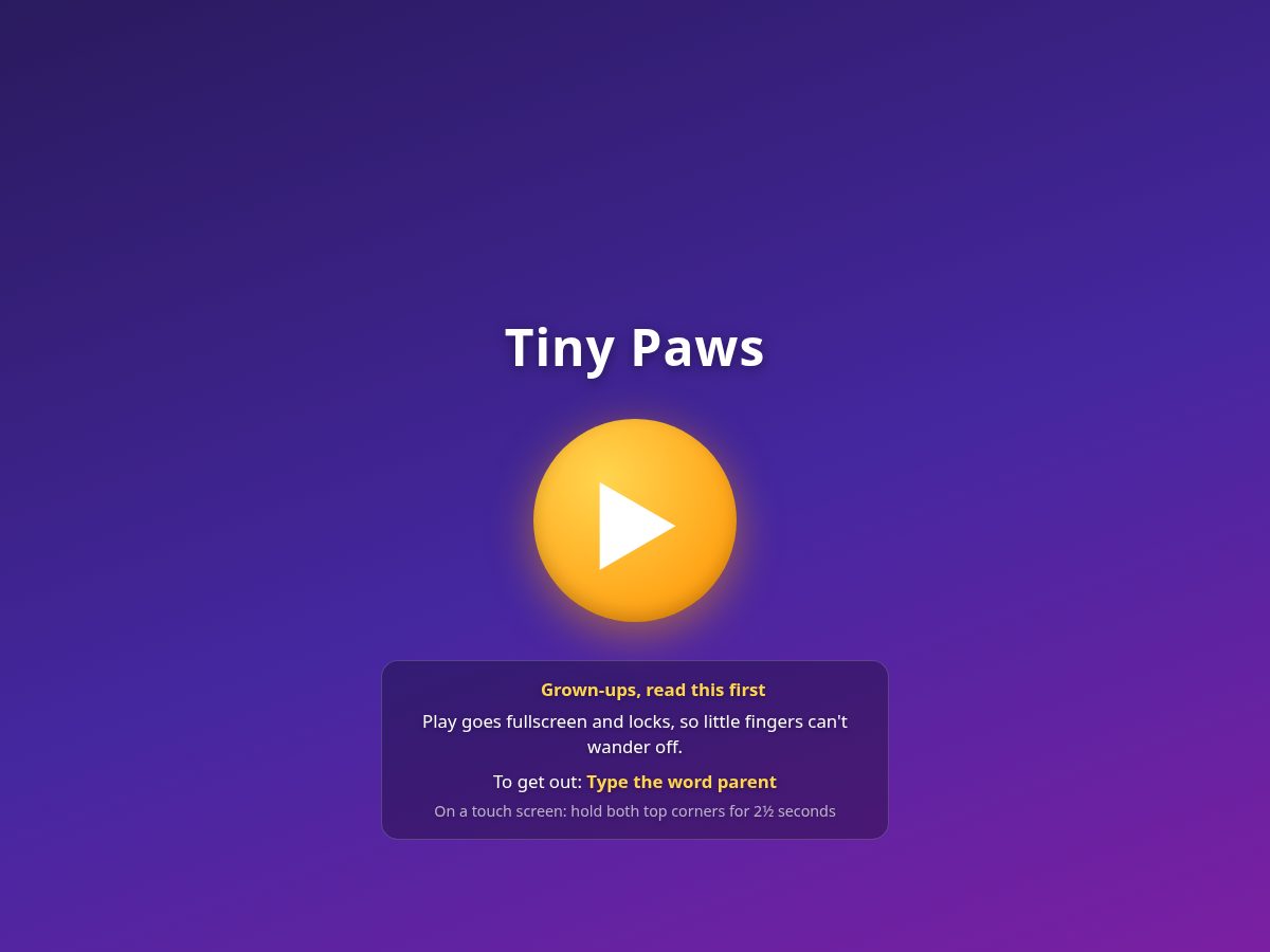 Landing-page snapshot of tinypawsgames.com
