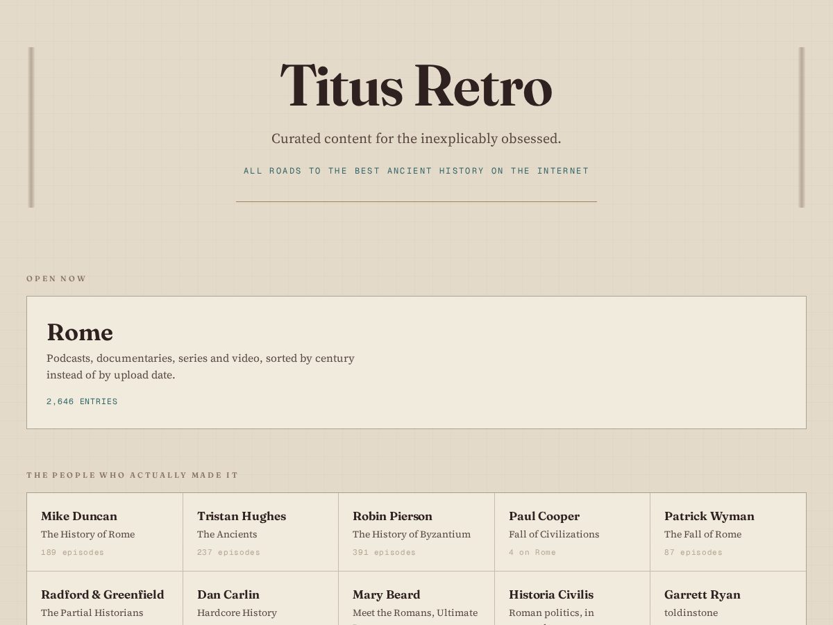 Landing-page snapshot of titusretro.com