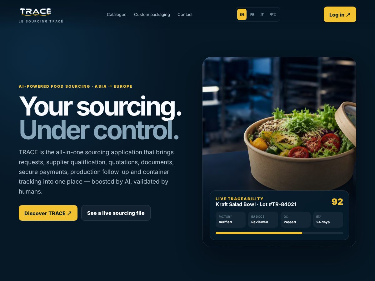 Landing-page snapshot of trace-sourcing.com
