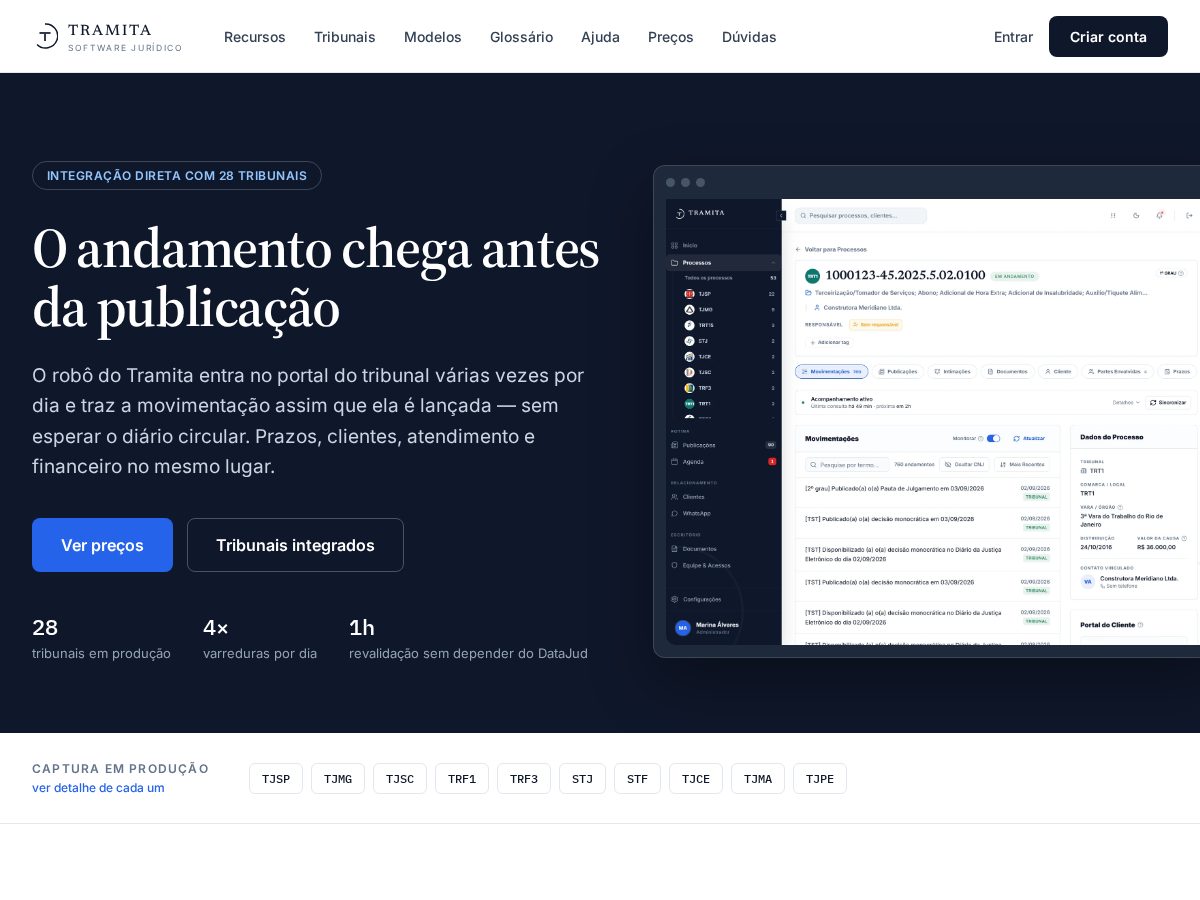 Landing-page snapshot of tramita.tech