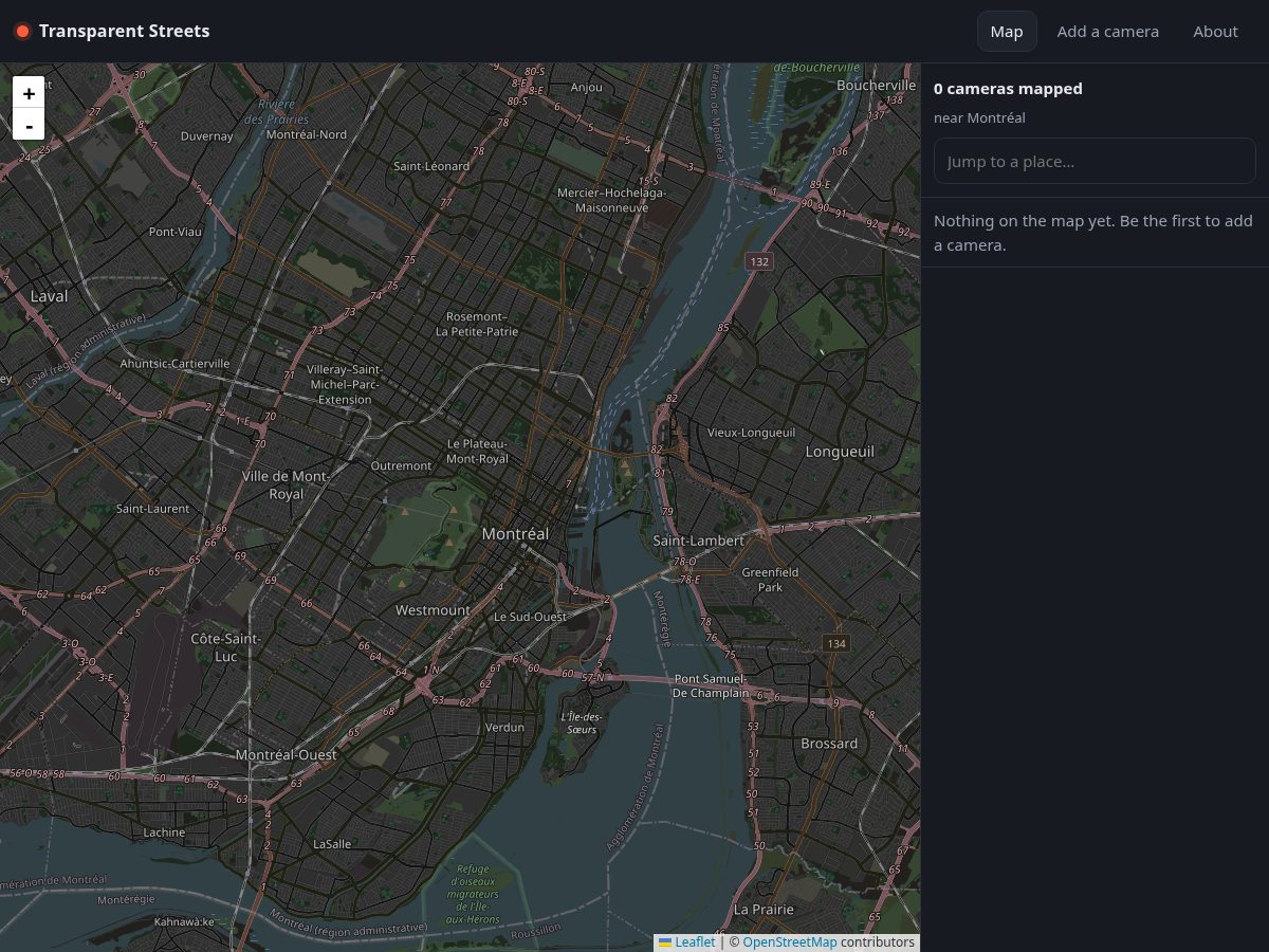 Landing-page snapshot of transparentstreets.org
