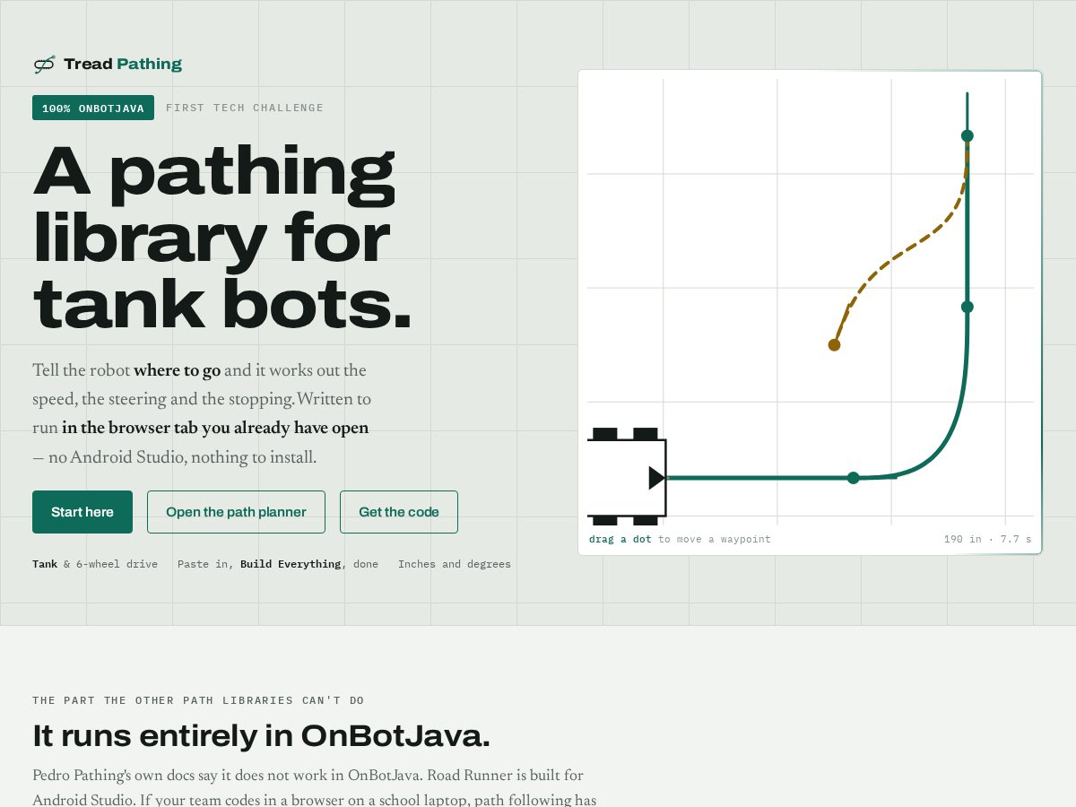 Landing-page snapshot of treadpathing.com