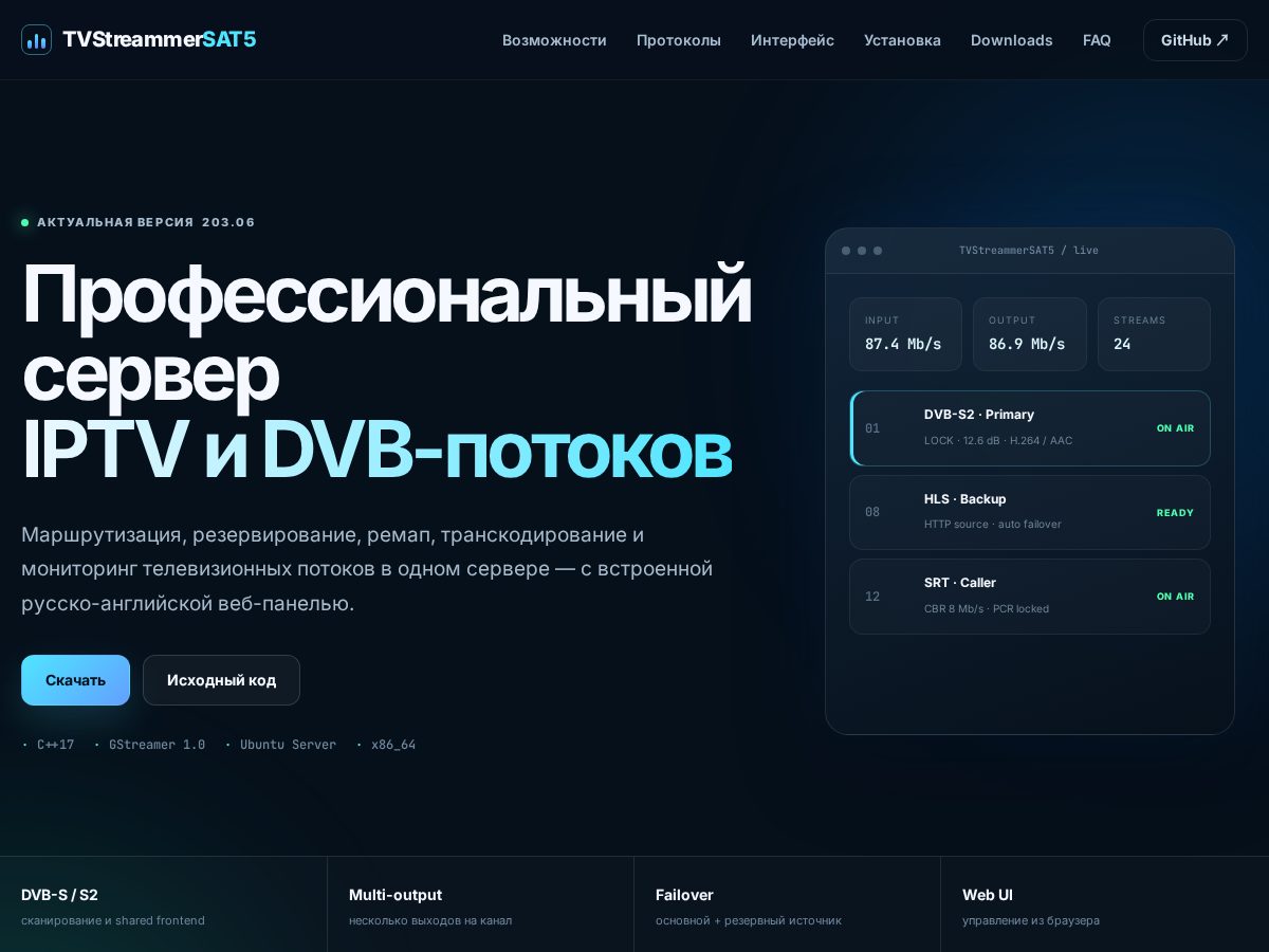 Landing-page snapshot of tvstreammersat5.tech