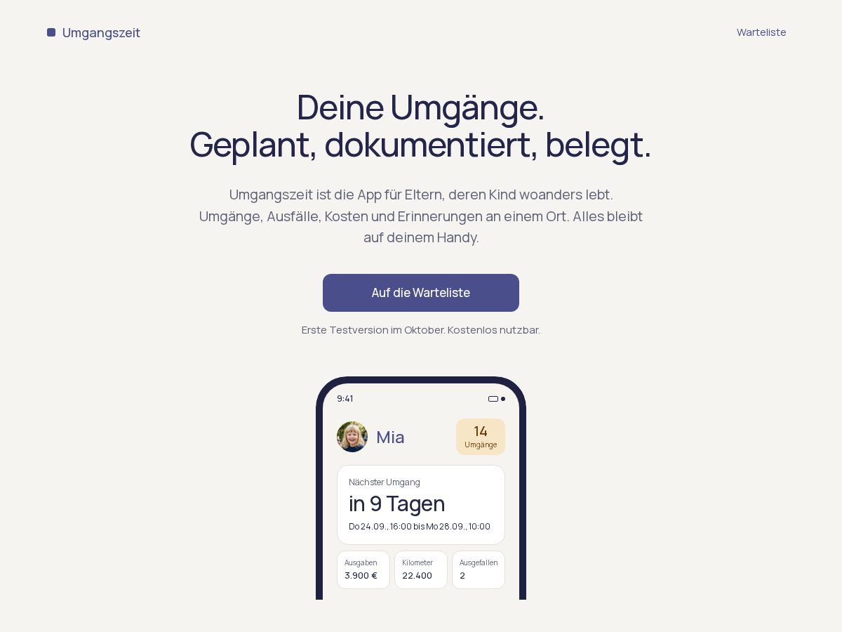Landing-page snapshot of umgangszeit.com