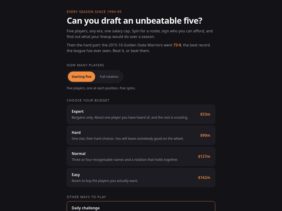 Landing-page snapshot of unbeatablefive.com