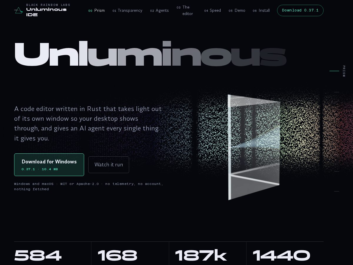 Landing-page snapshot of unluminous.com