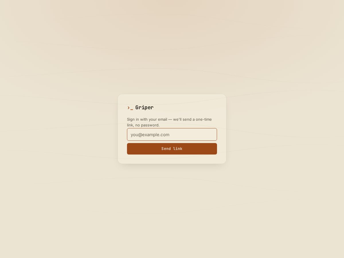Landing-page snapshot of usegriper.com