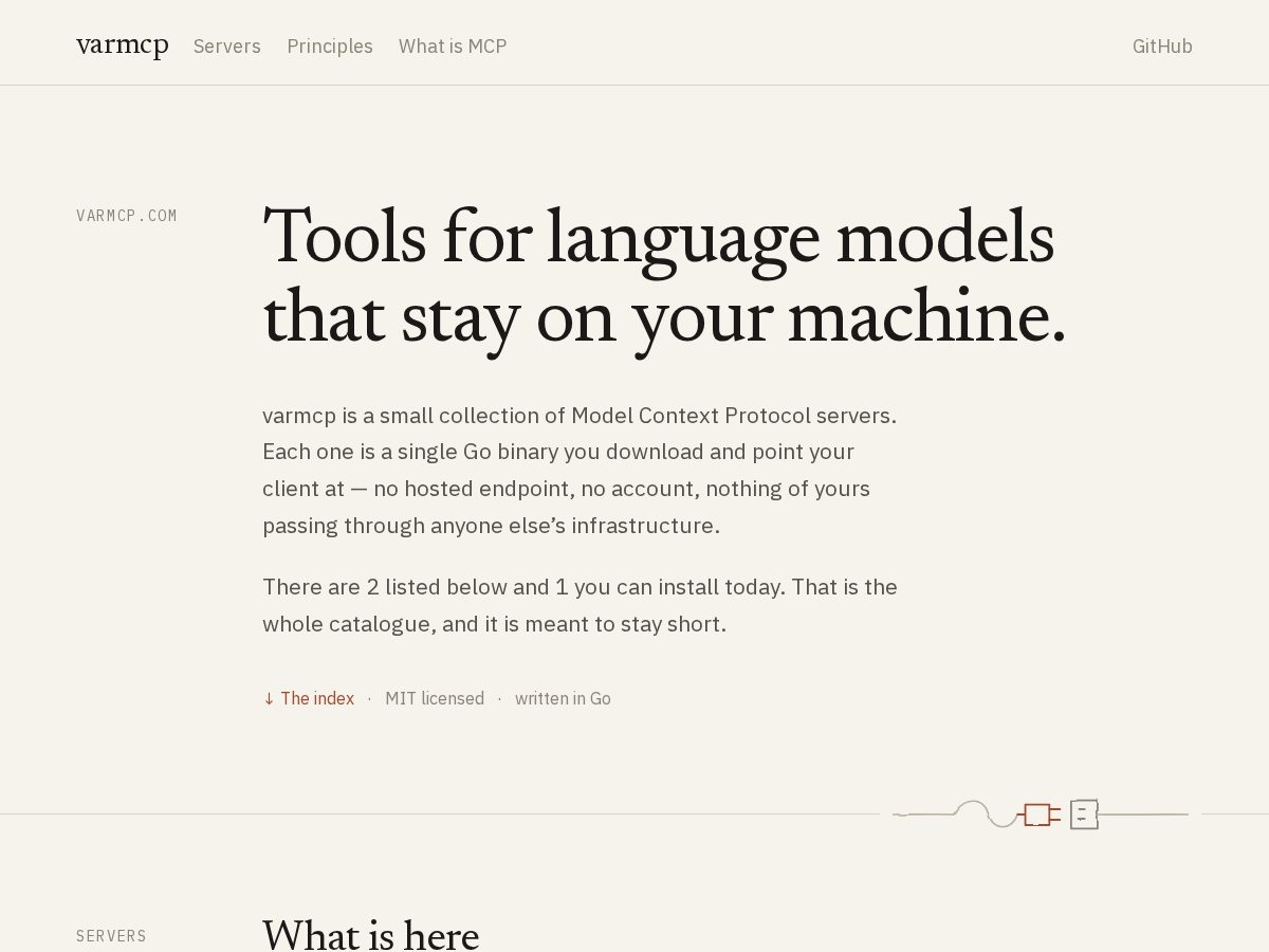 Landing-page snapshot of varmcp.com
