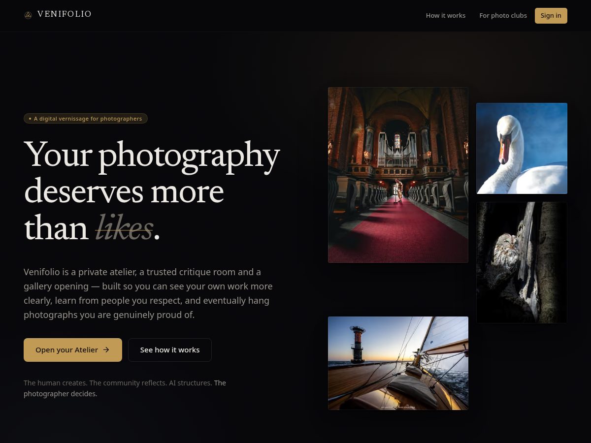 Landing-page snapshot of venifolio.app