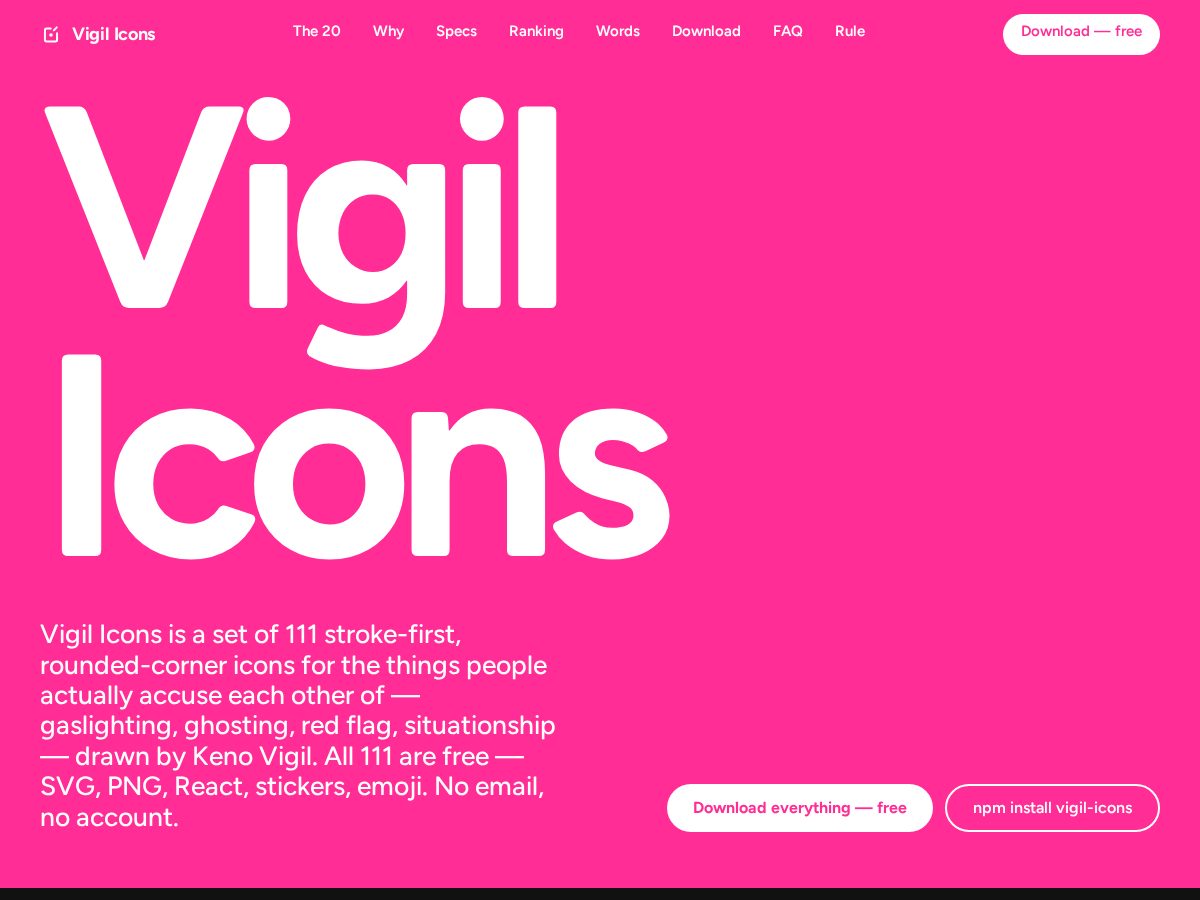 Landing-page snapshot of vigilicons.com