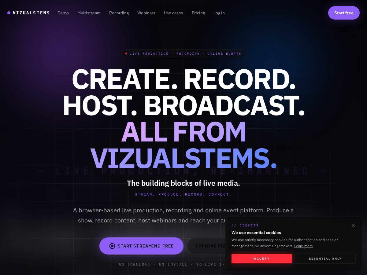 Landing-page snapshot of vizualstems.com