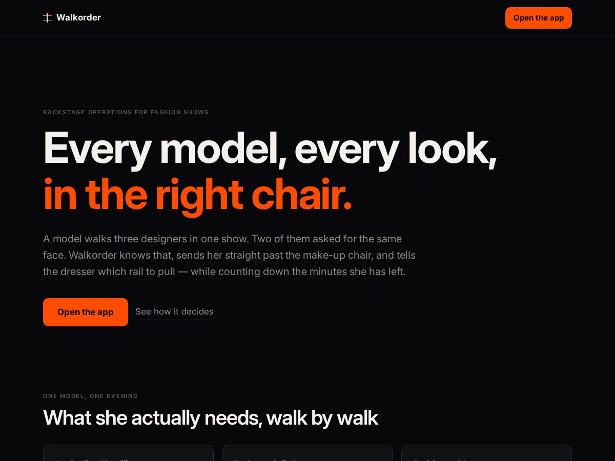 Landing-page snapshot of walkorder.com