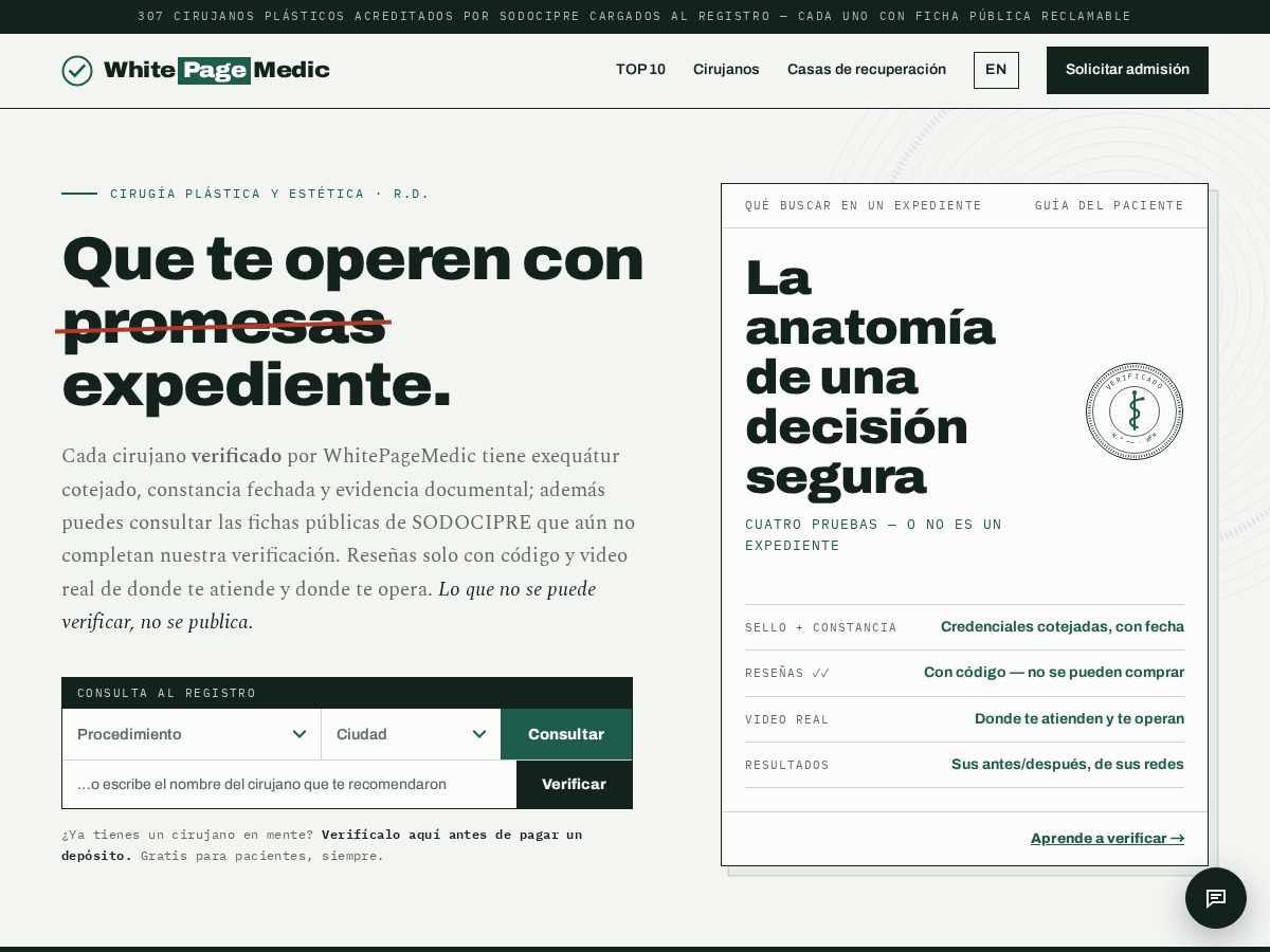 Landing-page snapshot of whitepagemedic.com