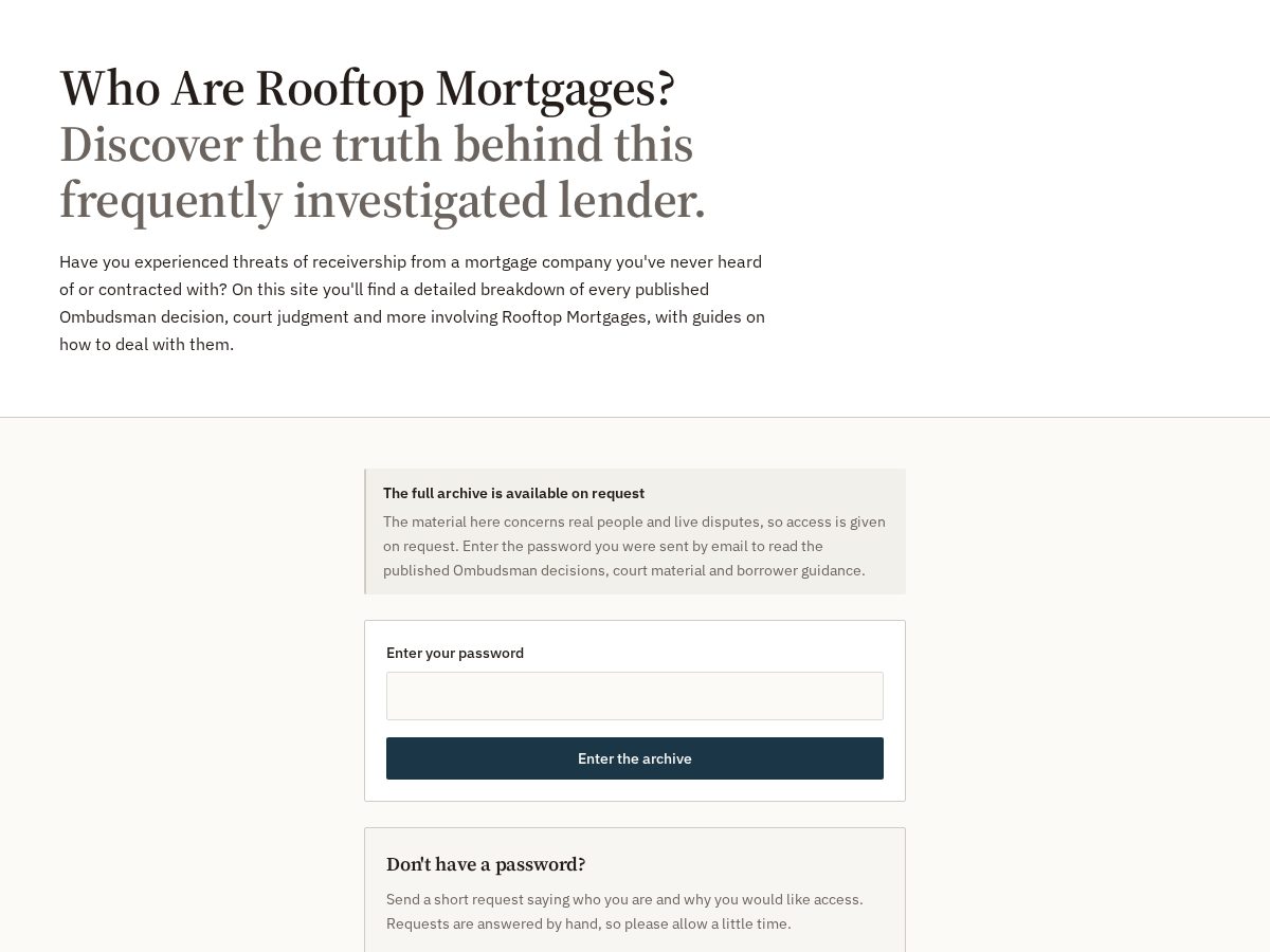 Landing-page snapshot of whoarerooftopmortgages.com