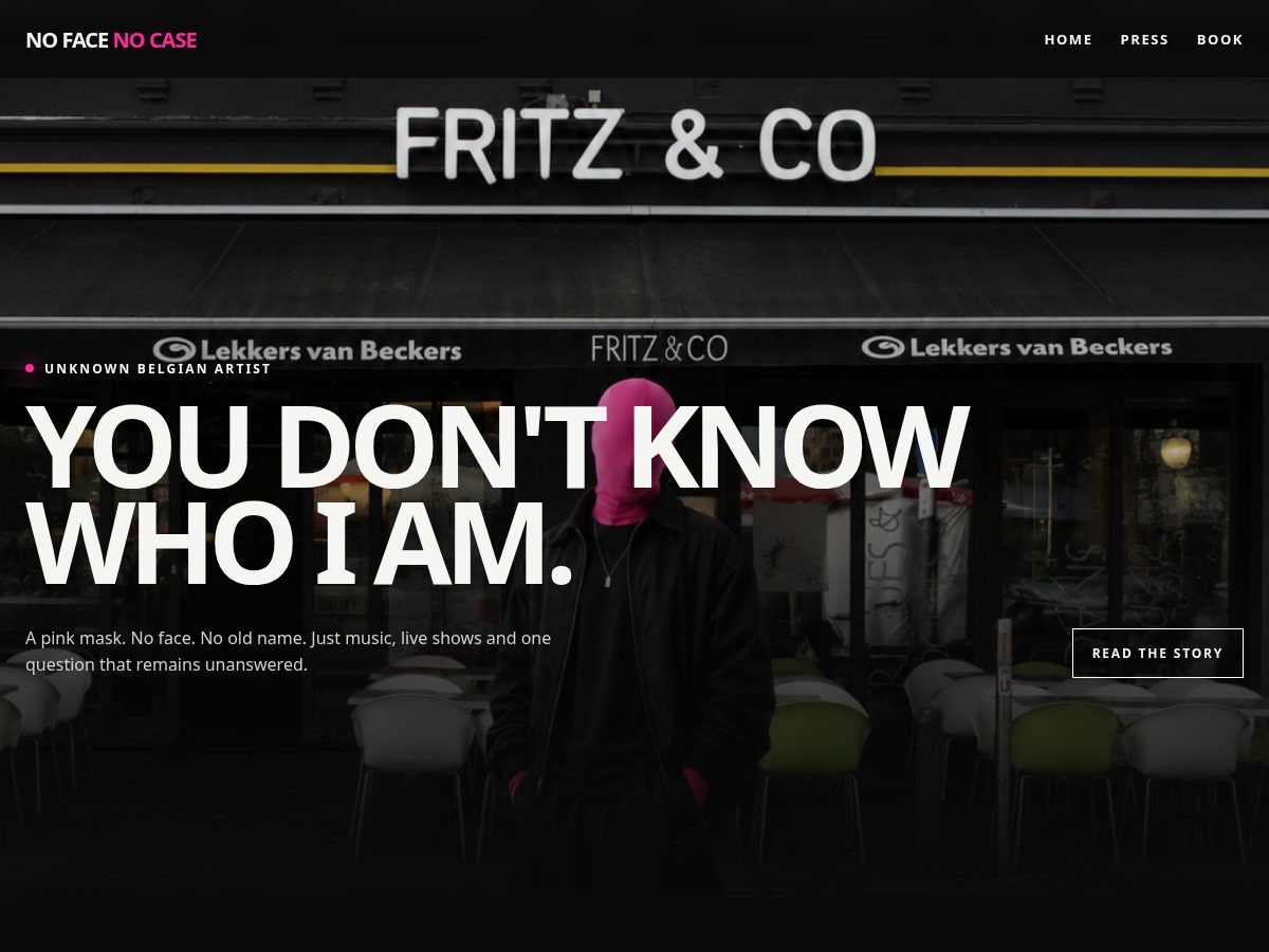 Landing-page snapshot of whothefuckisnofacenocase.com