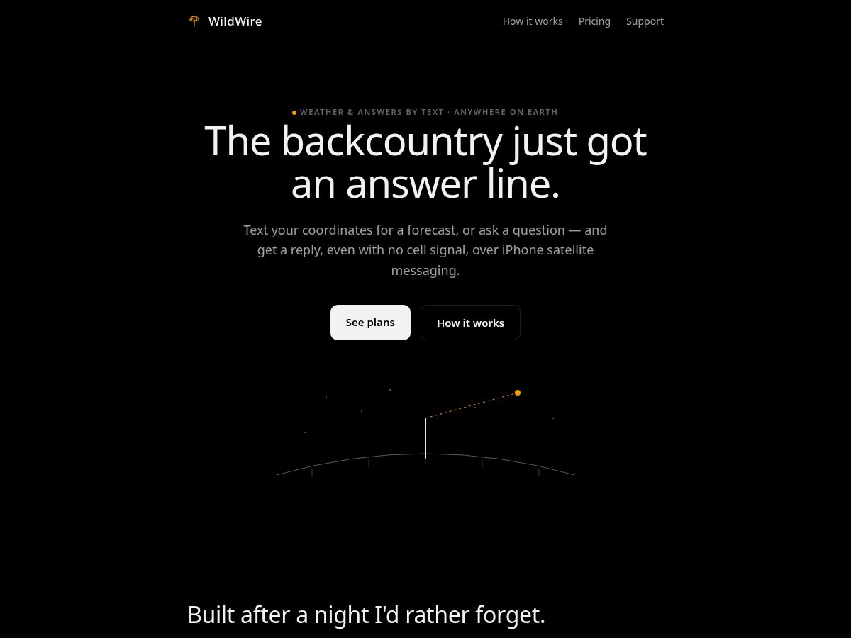 Landing-page snapshot of wildwire.app