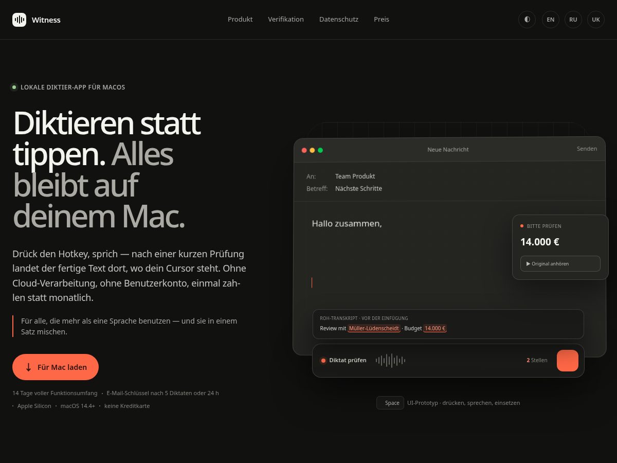 Landing-page snapshot of witnessmac.com