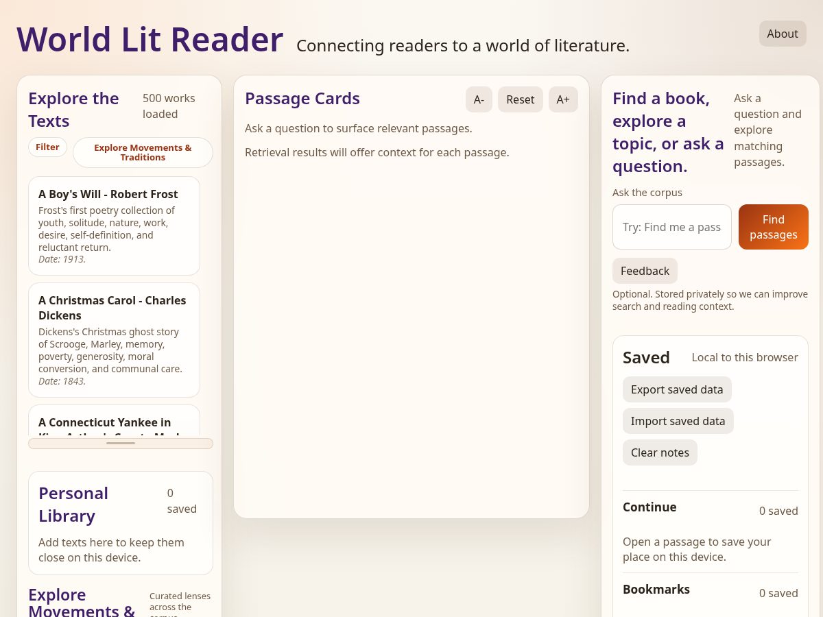 Landing-page snapshot of worldlitreader.com